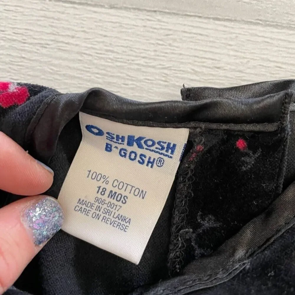 vintage OshKosh B'Gosh black velvet‎ dress 18 months